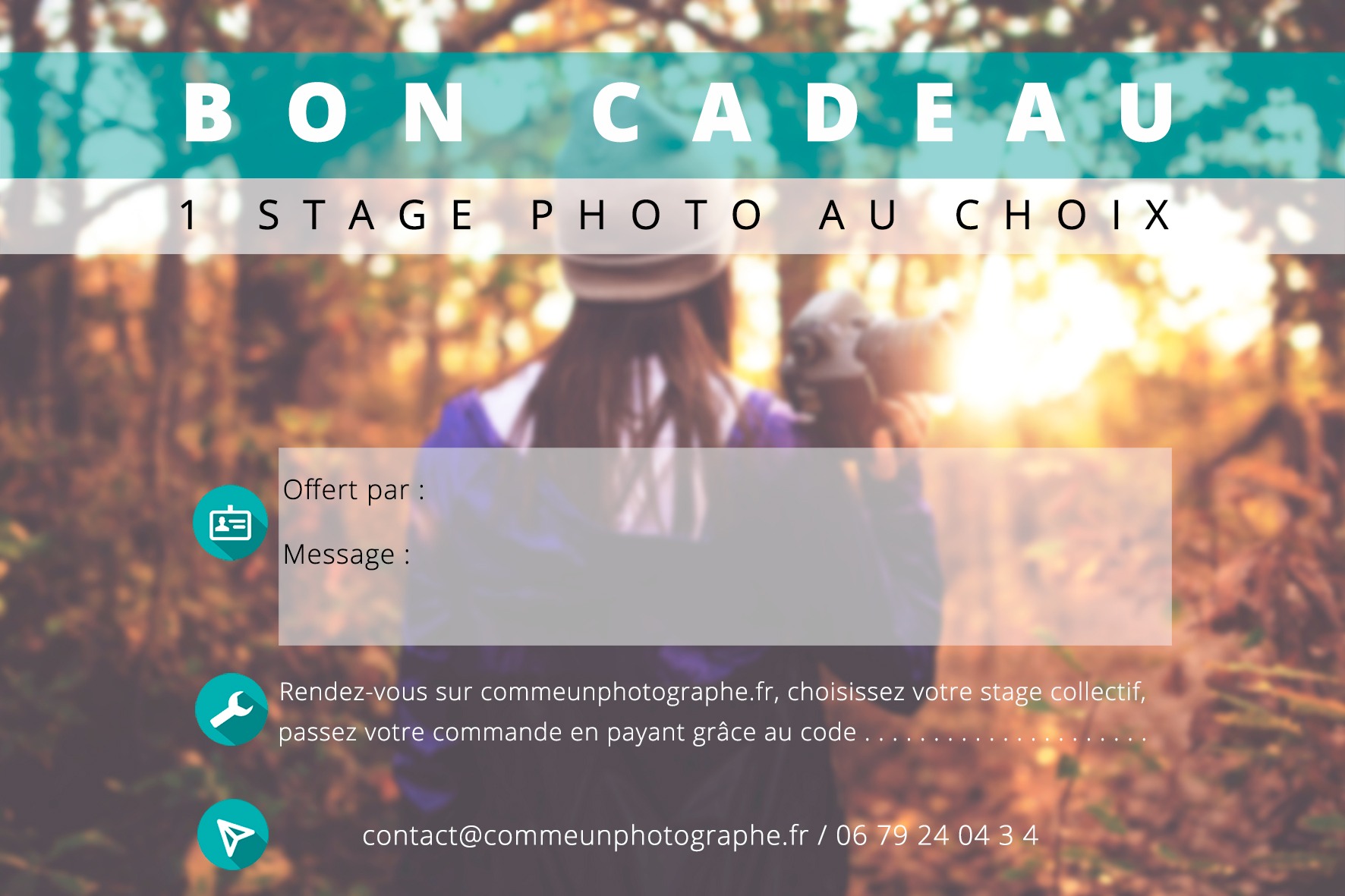 offrir un bon cadeau pour un stage de photo